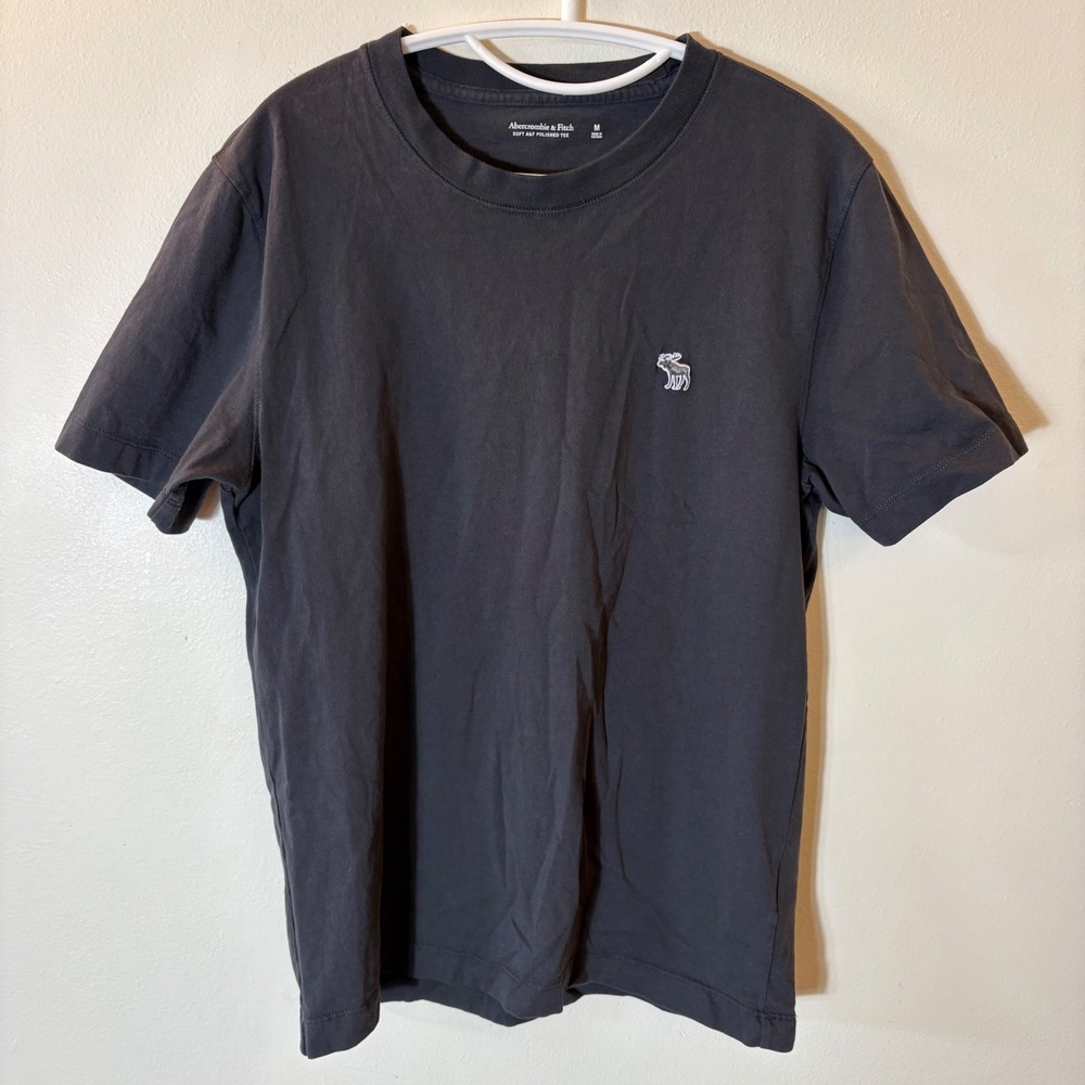 Abercrombie & Fitch Mens Soft AF Polished Tee Charcoal Grey Moose Logo Shirt M‎